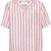 Maison-Kitsune Shirts Men Lardini Striped Linen Shirt Brown