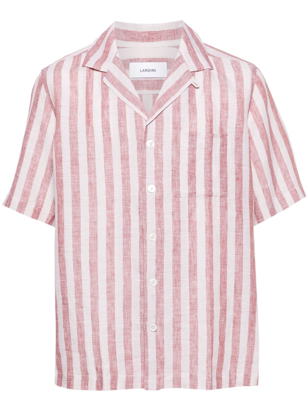 Maison-Kitsune Shirts Men Lardini Striped Linen Shirt Brown