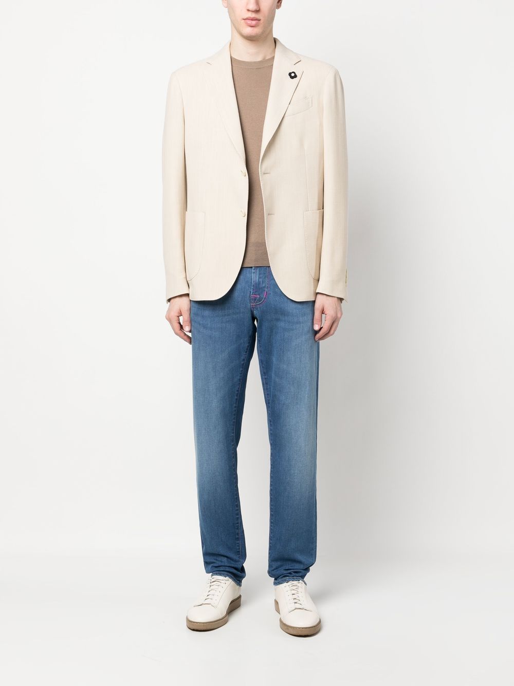Lardini Woven single-breasted Blazer Brown Men Blazers Maison-Kitsune