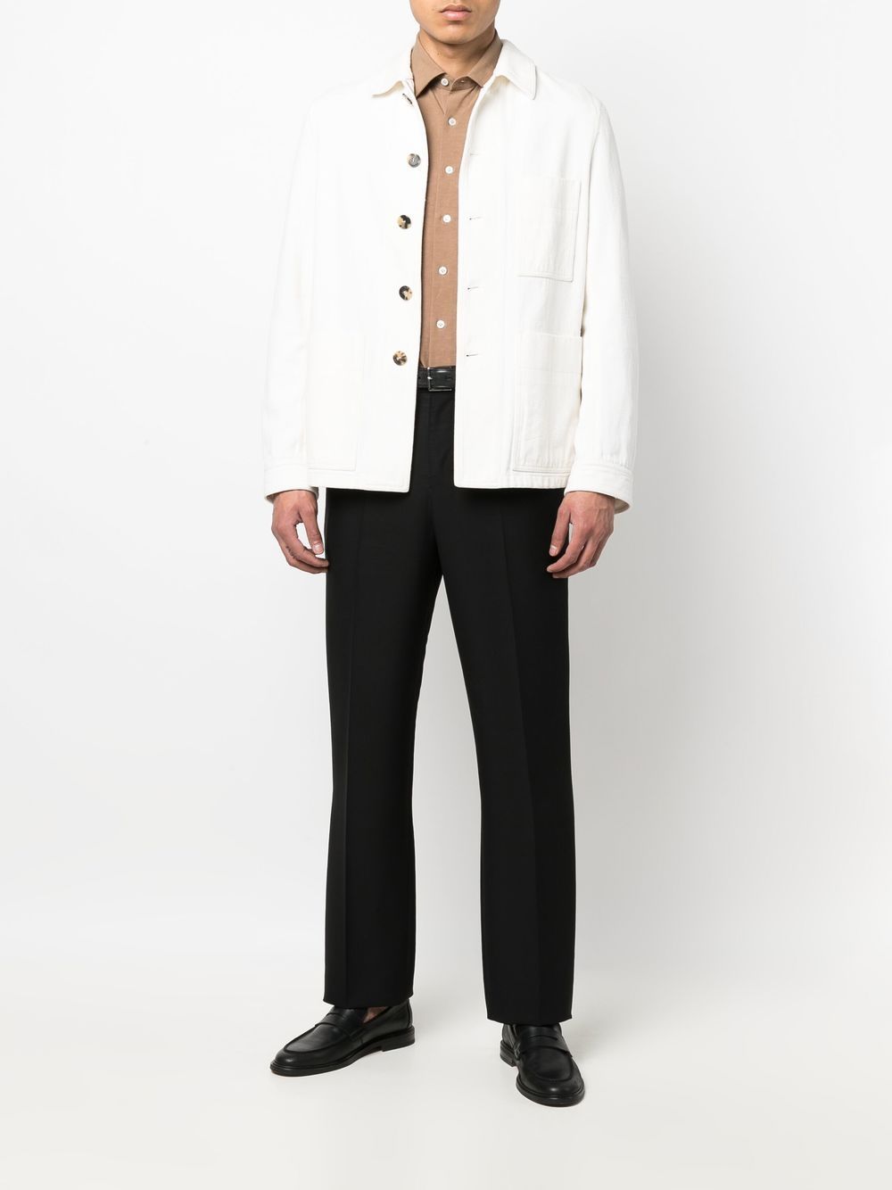 Men Shirts Maison-Kitsune Lardini long-sleeved button-up Shirt Brown