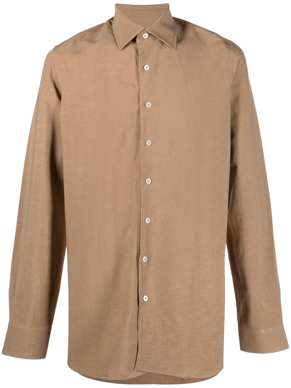Men Shirts Maison-Kitsune Lardini long-sleeved button-up Shirt Brown