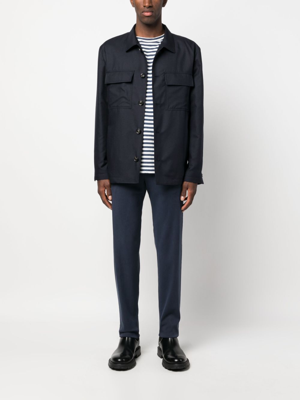 Lardini Attitude wool-blend Shirt Jacket Blue Maison-Kitsune Men Shirt Jackets