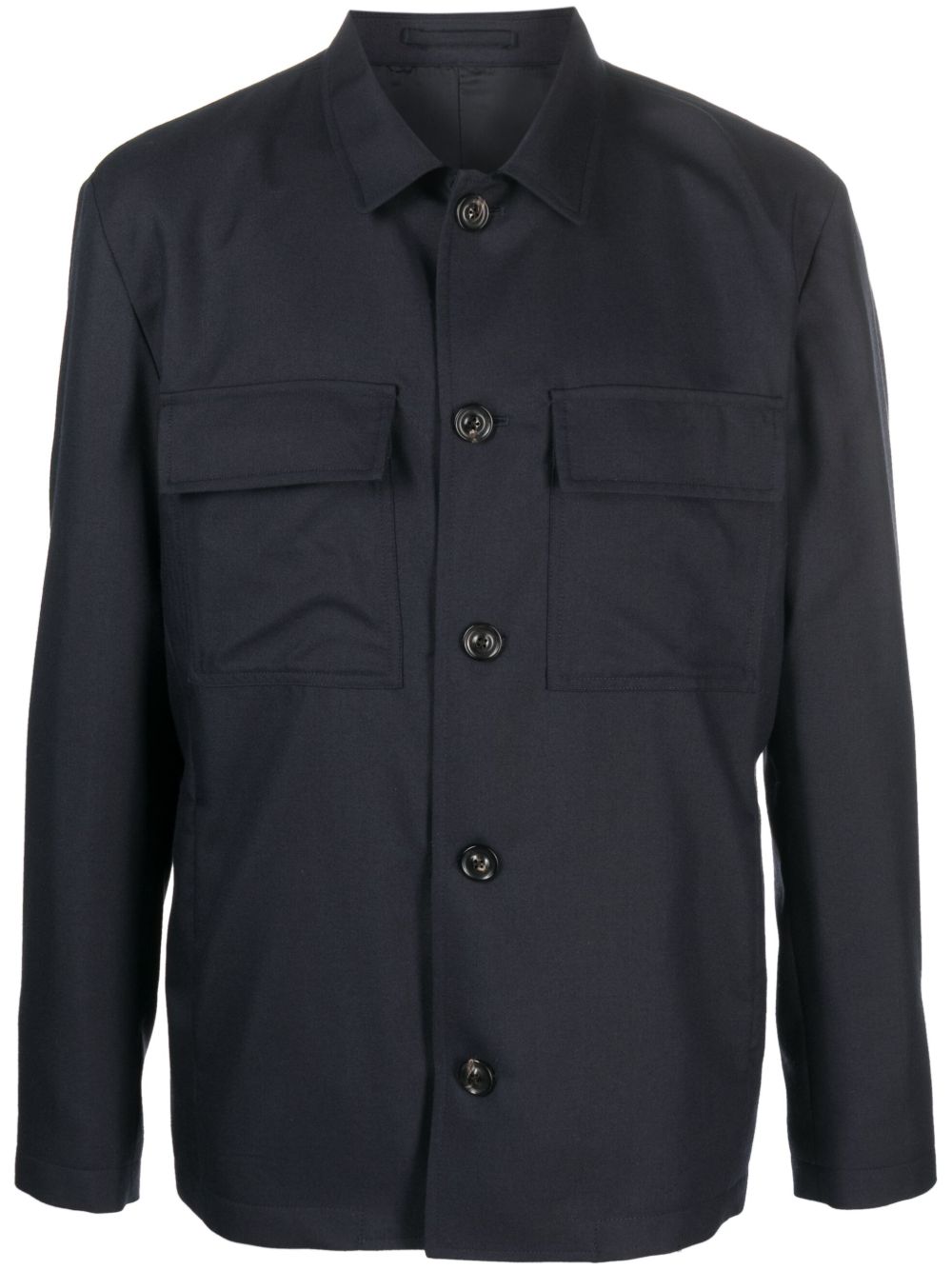 Lardini Attitude wool-blend Shirt Jacket Blue Maison-Kitsune Men Shirt Jackets