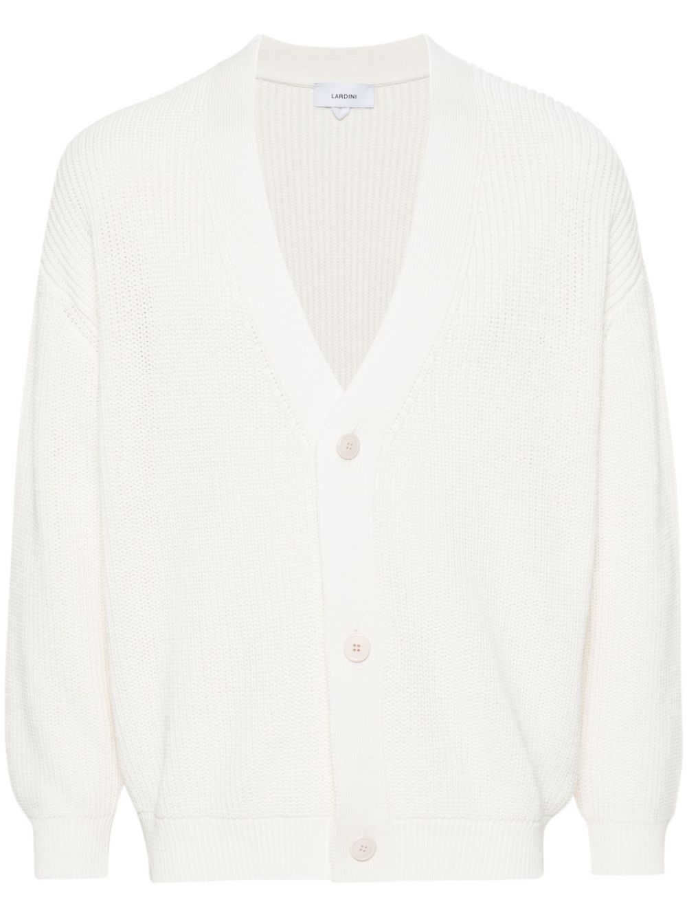 Maison-Kitsune Cardigans Men Lardini V-neck Cotton Cardigan White