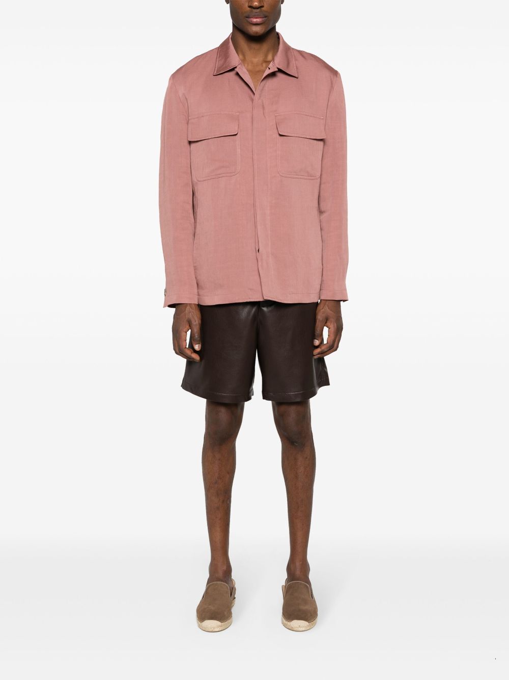 Lardini spread-collar Shirt Jacket Pink Maison-Kitsune Men Shirt Jackets