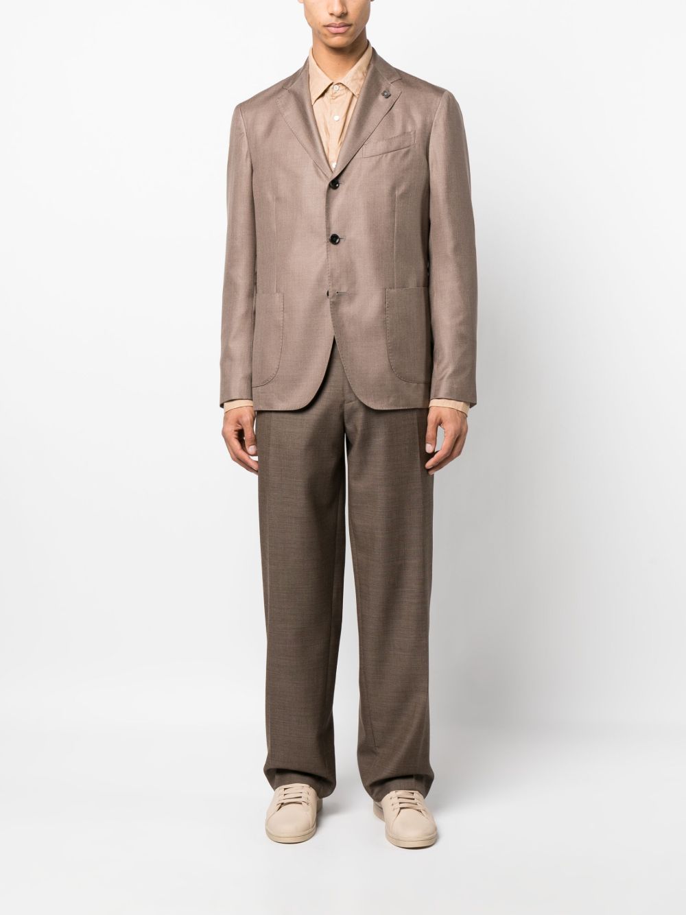 Men Blazers Maison-Kitsune Lardini Americana brooch-detail Blazer Brown
