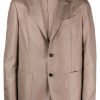 Men Blazers Maison-Kitsune Lardini Americana brooch-detail Blazer Brown