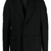 Men Blazers Maison-Kitsune Lardini flower-charm single-breasted Blazer Black