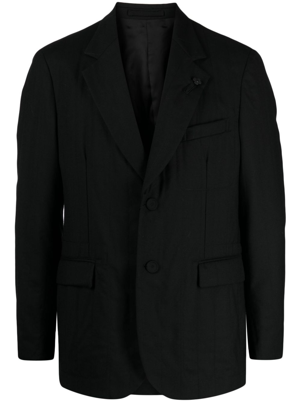 Men Blazers Maison-Kitsune Lardini flower-charm single-breasted Blazer Black