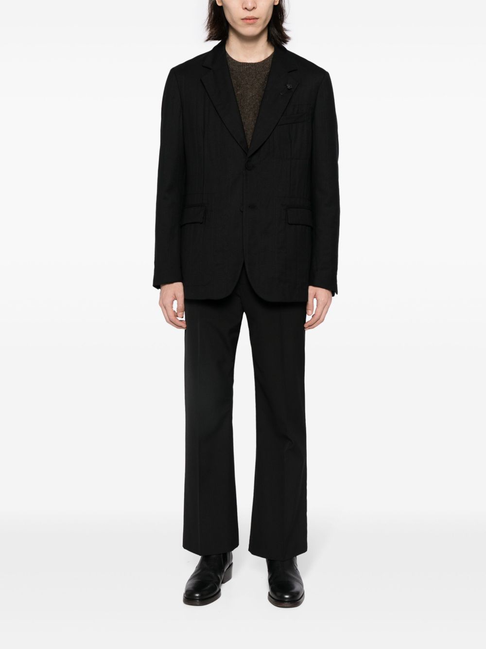 Men Blazers Maison-Kitsune Lardini flower-charm single-breasted Blazer Black