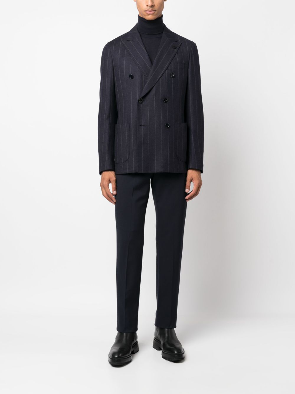 Maison-Kitsune Lardini Pinstriped double-breasted Blazer Blue Men Blazers