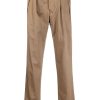 Maison-Kitsune Lardini Pleated straight-leg Trousers Brown Men Regular-Fit & Straight Leg Pants