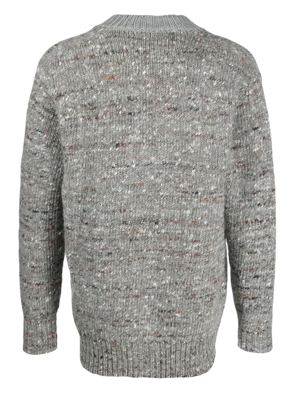 Maison-Kitsune Cardigans Men Lardini Mélange ribbed-trim Cardigan Grey