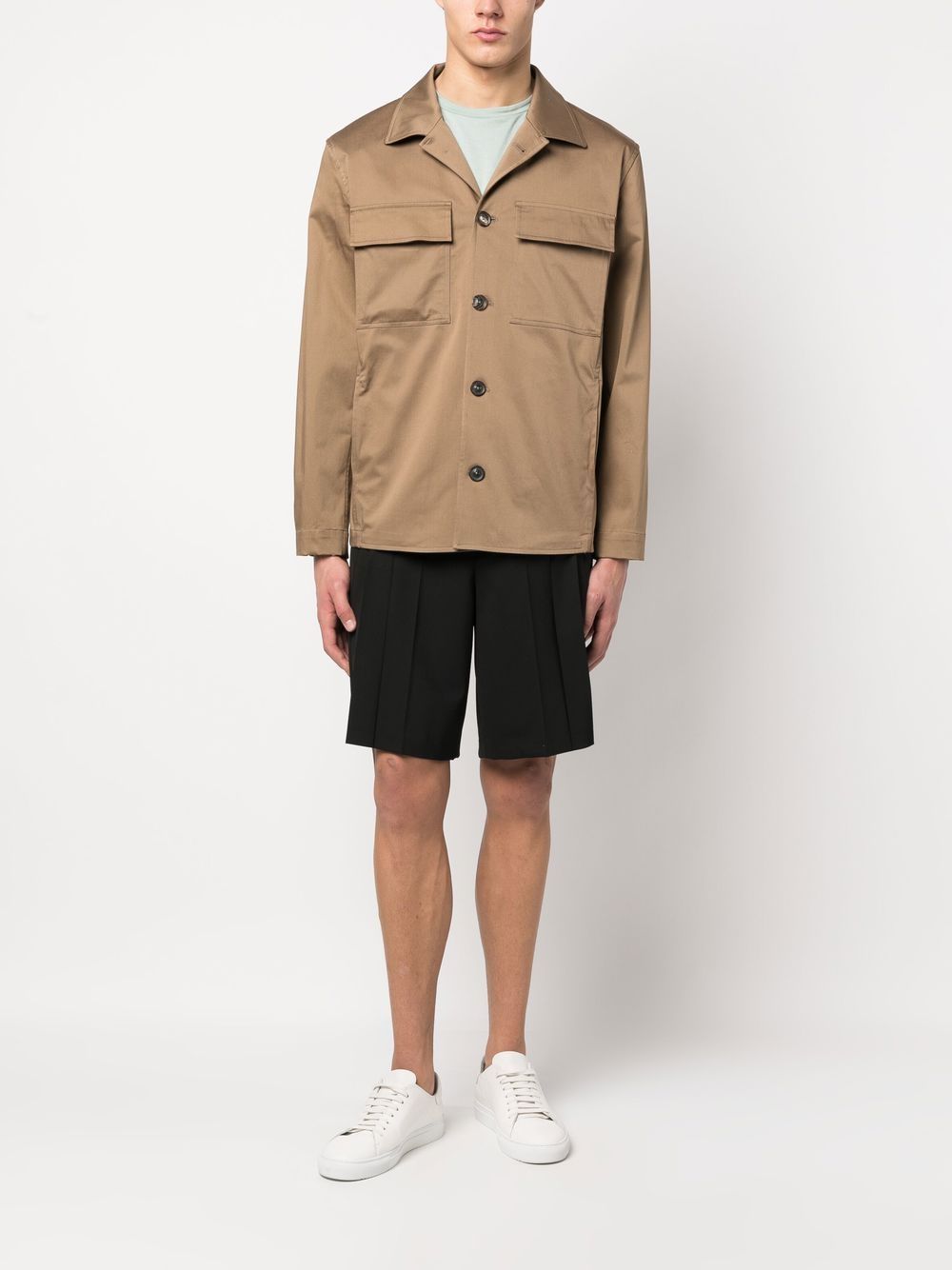 Men Shirts Maison-Kitsune Lardini long-sleeve stretch-cotton Shirt Brown