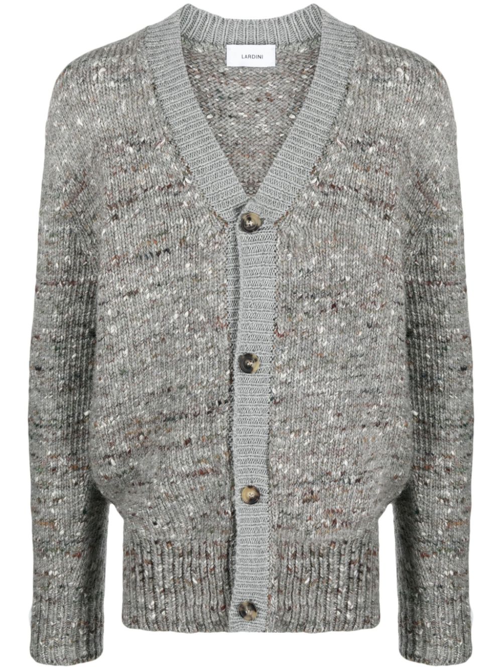 Maison-Kitsune Cardigans Men Lardini Mélange ribbed-trim Cardigan Grey
