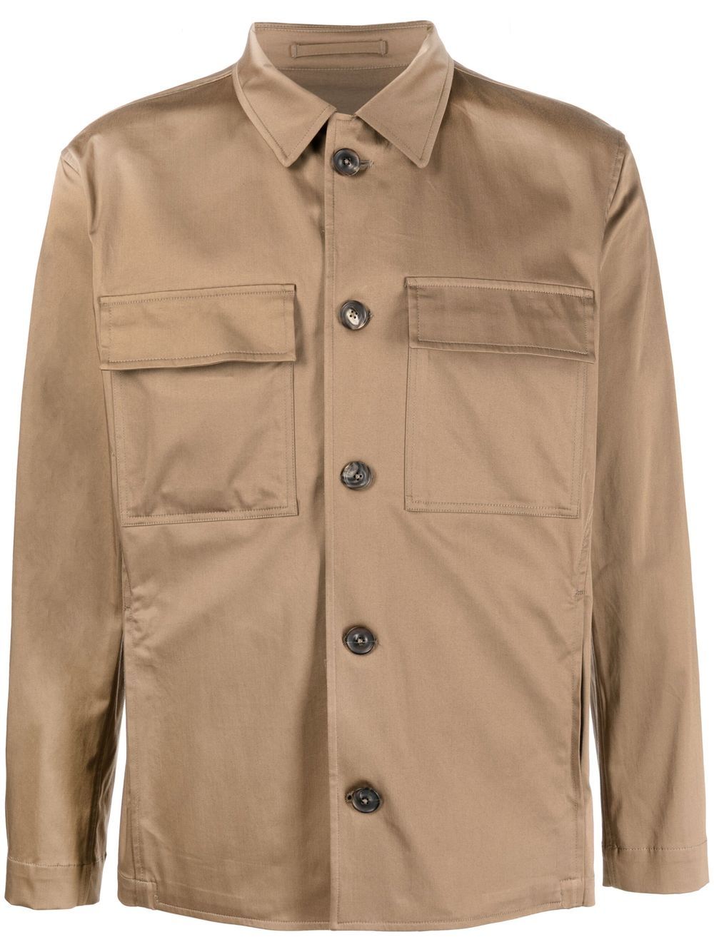 Men Shirts Maison-Kitsune Lardini long-sleeve stretch-cotton Shirt Brown