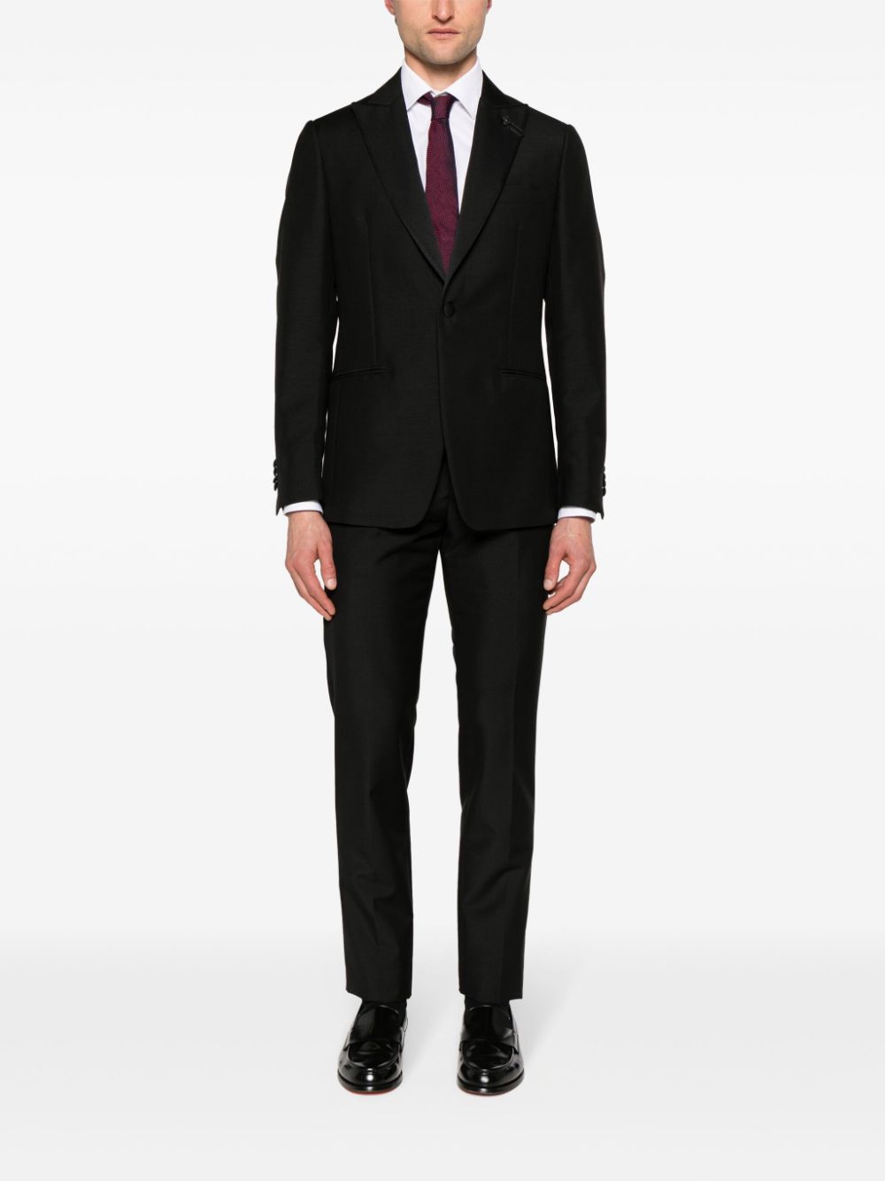 Maison-Kitsune Lardini peak-lapels single-breasted Suit Black Men Single Breasted Suits