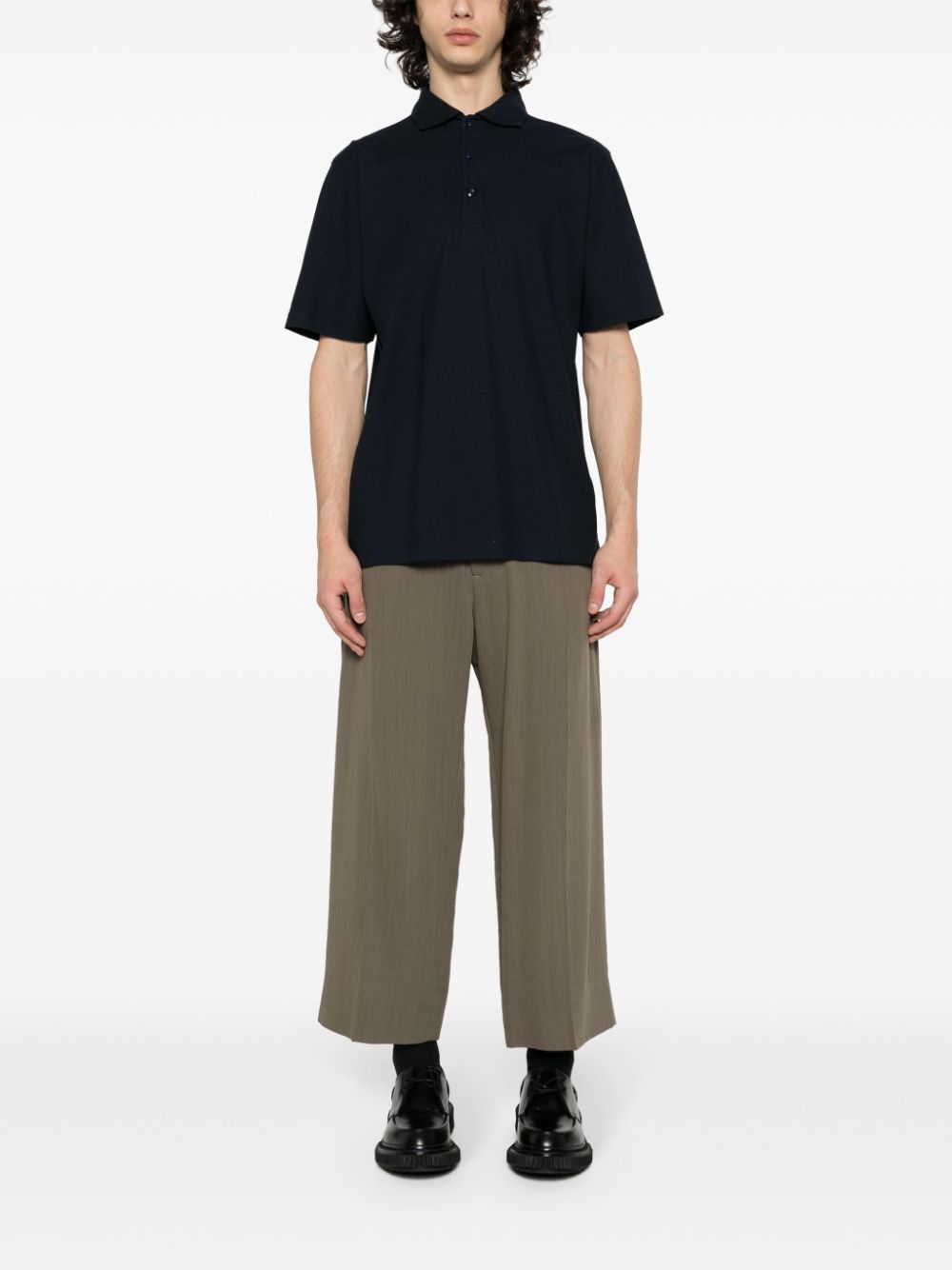 Men Polo Shirts Maison-Kitsune Lardini Jersey Cotton Polo Shirt Blue