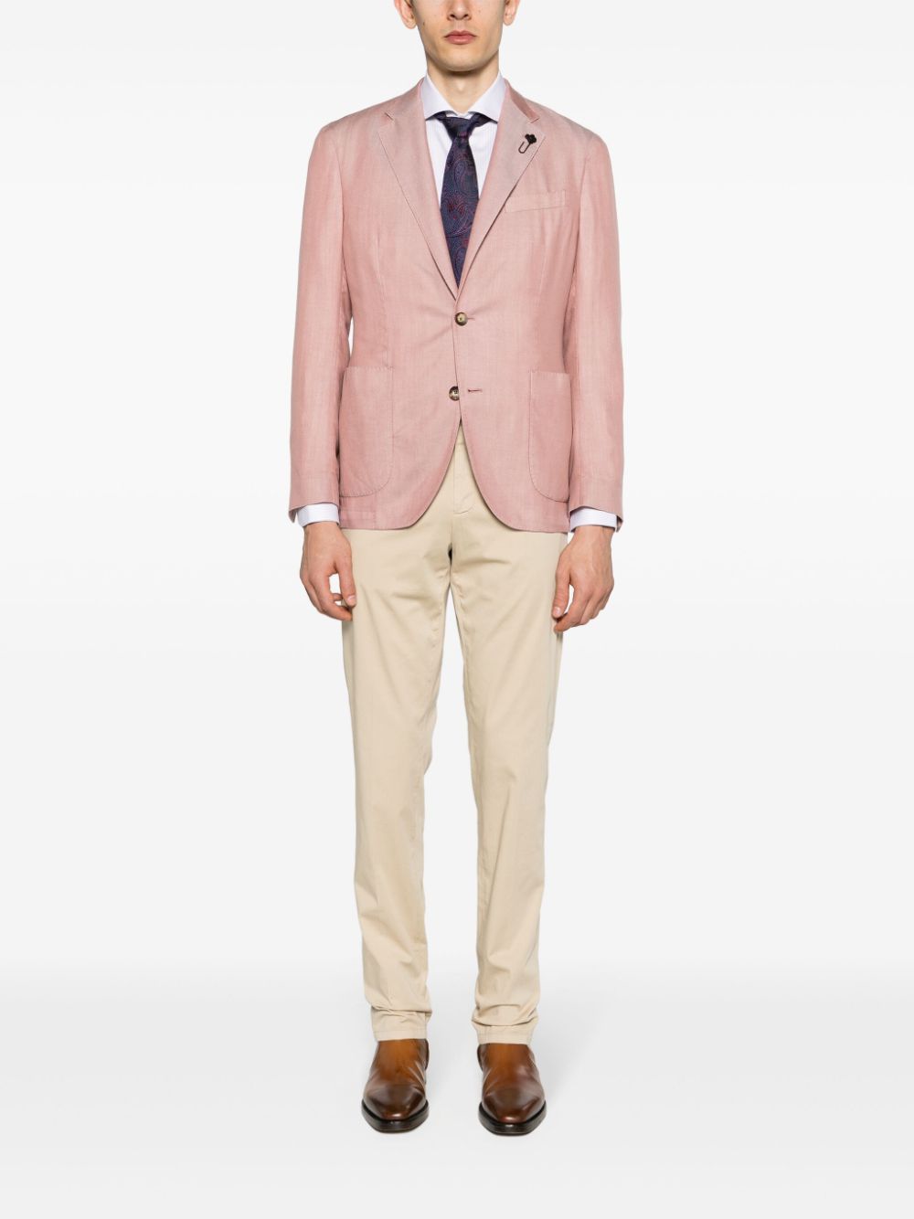 Men Tapered Pants Maison-Kitsune Lardini Paris slim-leg Chino Trousers Neutrals