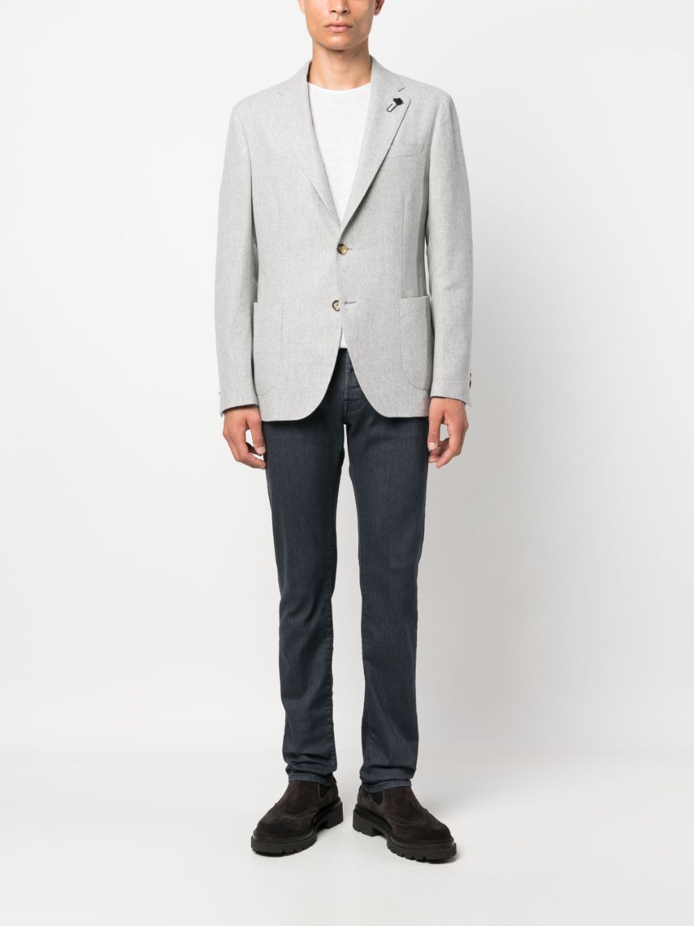 Lardini single-breasted wool-blend Blazer Grey Maison-Kitsune Men Blazers