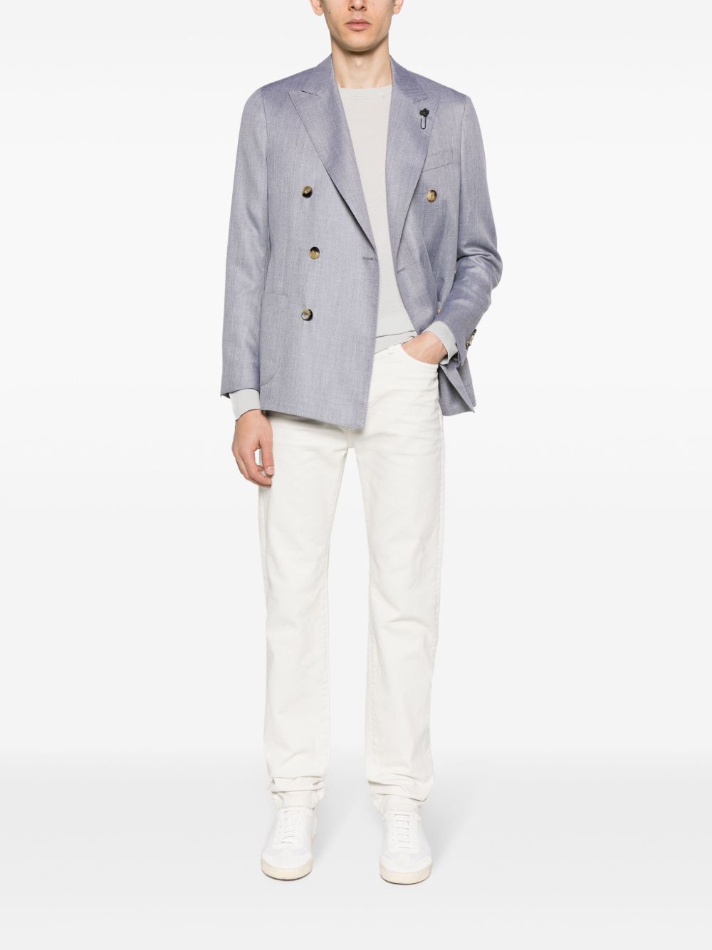 Maison-Kitsune Lardini double-breasted Twill Blazer Grey Men Blazers