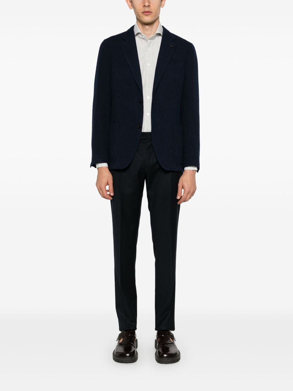 Maison-Kitsune Lardini cutaway-collar mini-check Shirt Grey Men Shirts