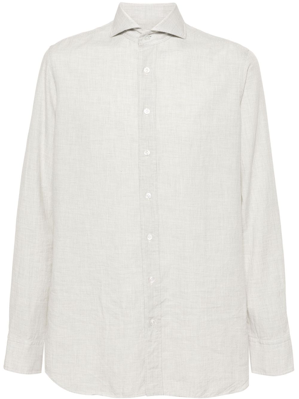 Maison-Kitsune Lardini cutaway-collar mini-check Shirt Grey Men Shirts