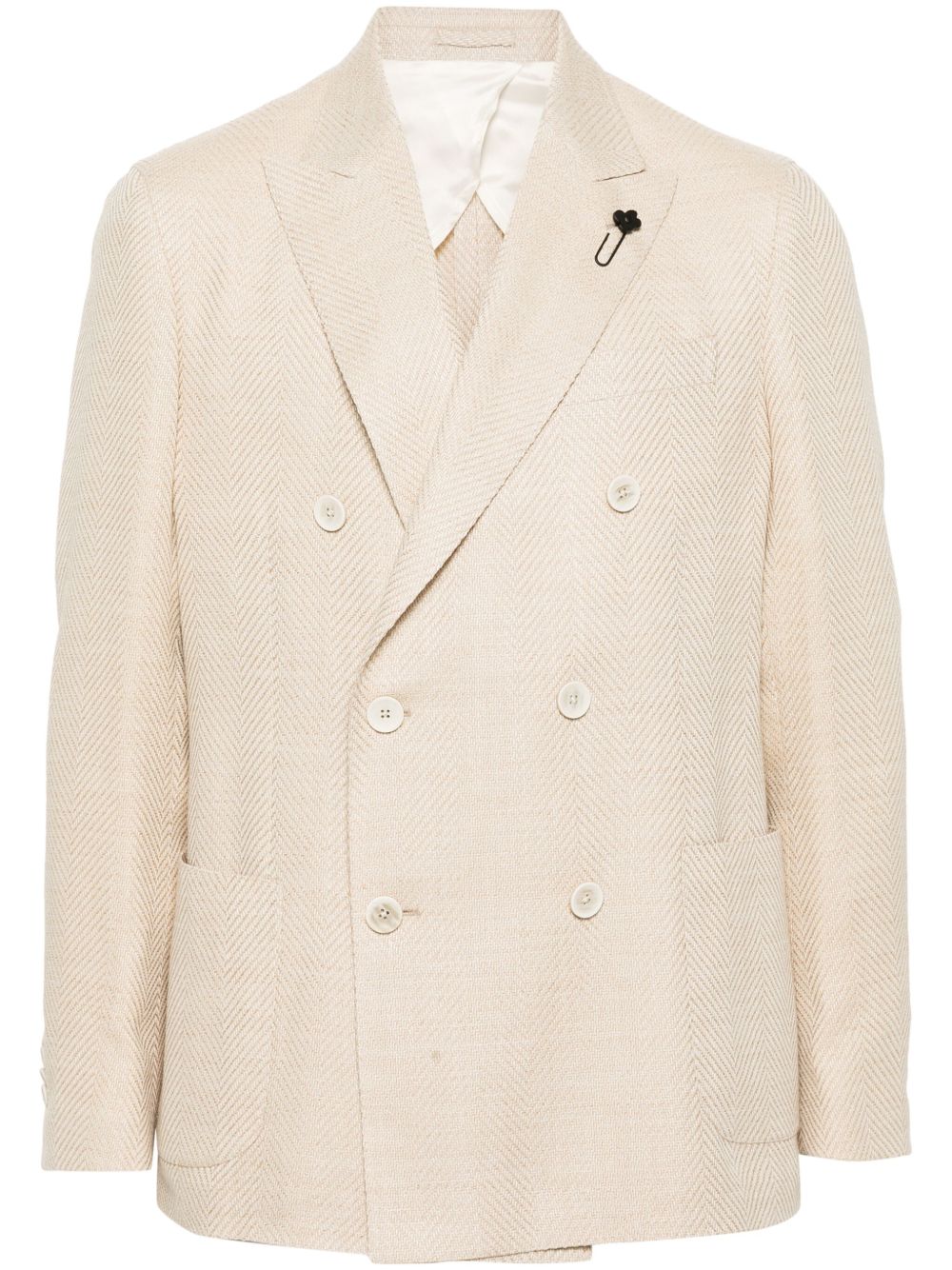 Lardini Herringbone double-breasted Blazer Neutrals Maison-Kitsune Men Blazers