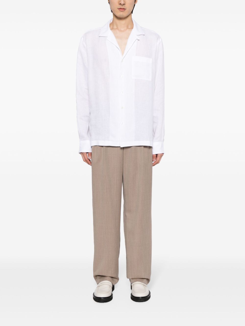 Men Shirts Maison-Kitsune Lardini spread-collar Flax Shirt White