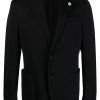 Maison-Kitsune Lardini Woven single-breasted Blazer Black Men Blazers