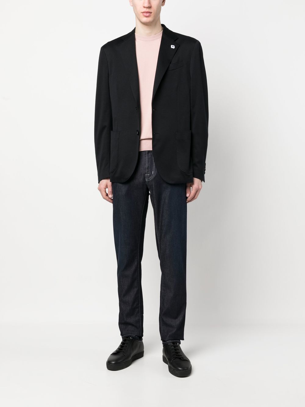 Maison-Kitsune Lardini Woven single-breasted Blazer Black Men Blazers