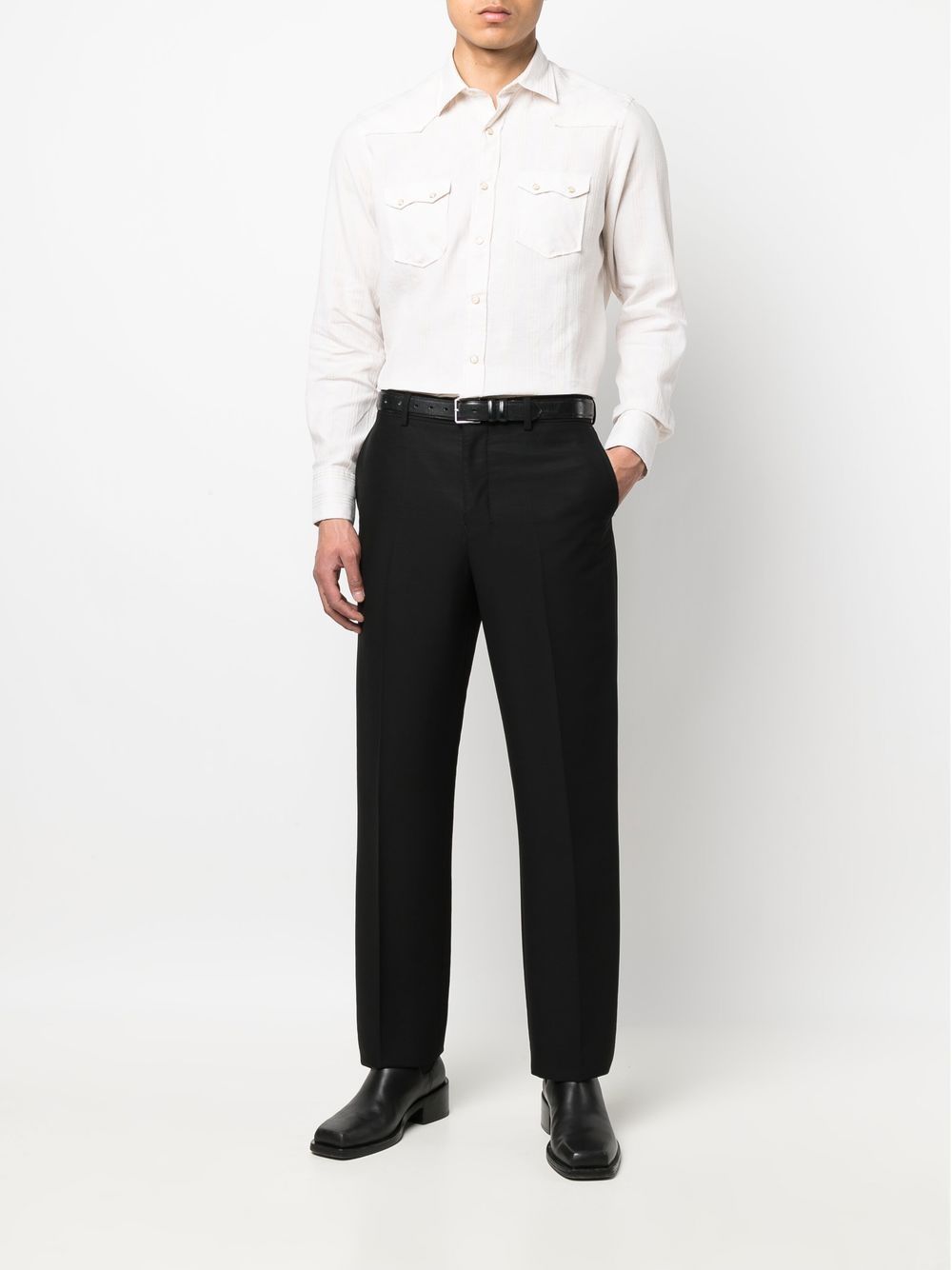 Men Shirts Maison-Kitsune Lardini Striped flap-pockets Shirt Neutrals