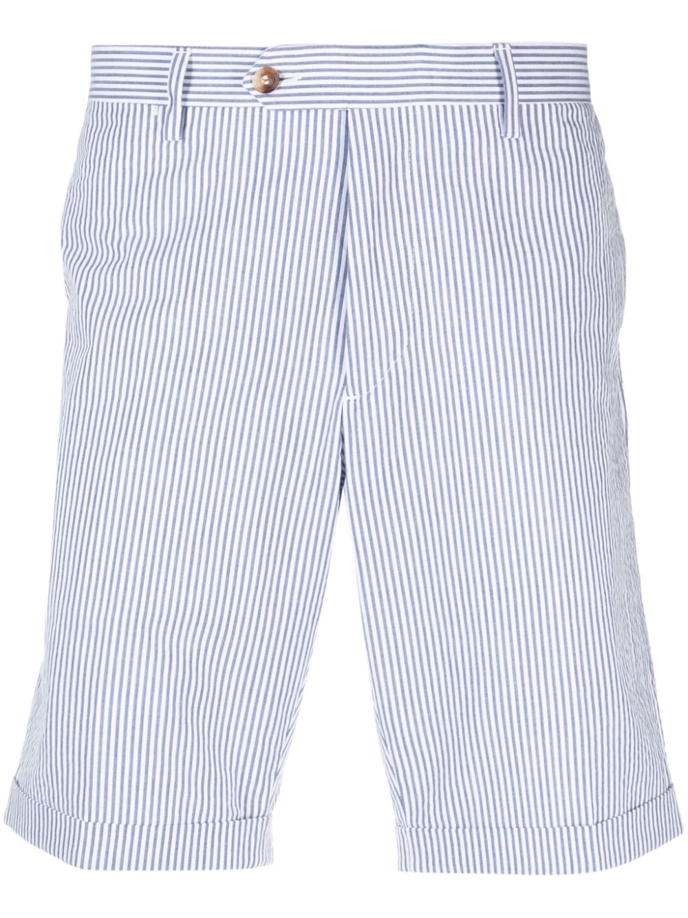 Maison-Kitsune Khaki Shorts Men Lardini Striped Cotton Chino Shorts Blue