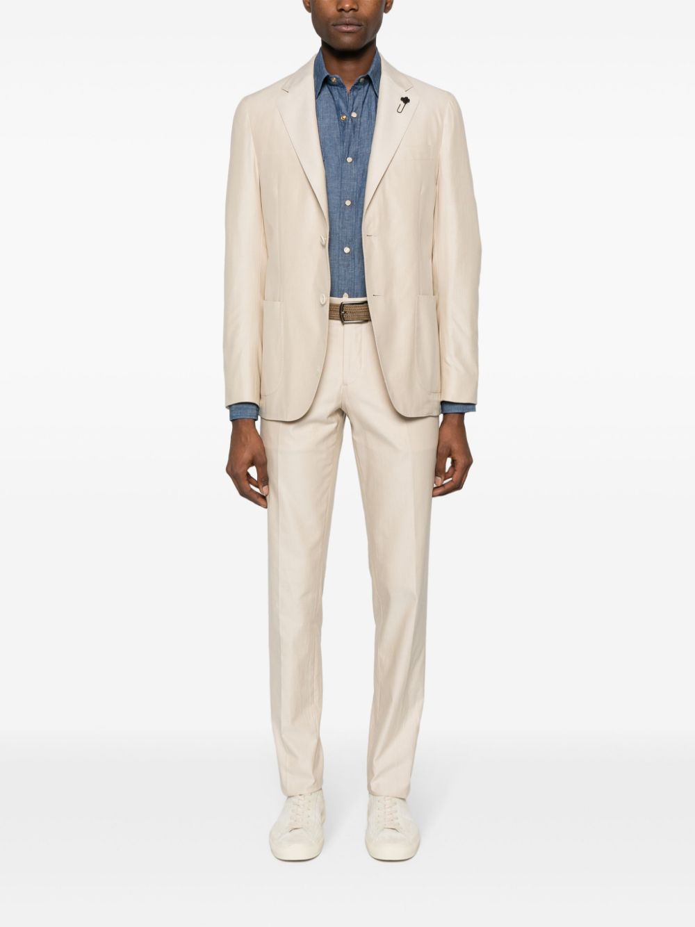 Lardini Chambray Longsleeved Shirt Blue Maison-Kitsune Men Shirts