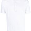 Maison-Kitsune Polo Shirts Men Lardini Linen Band Collar Polo Top White