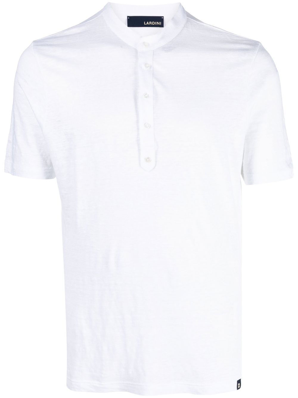 Maison-Kitsune Polo Shirts Men Lardini Linen Band Collar Polo Top White