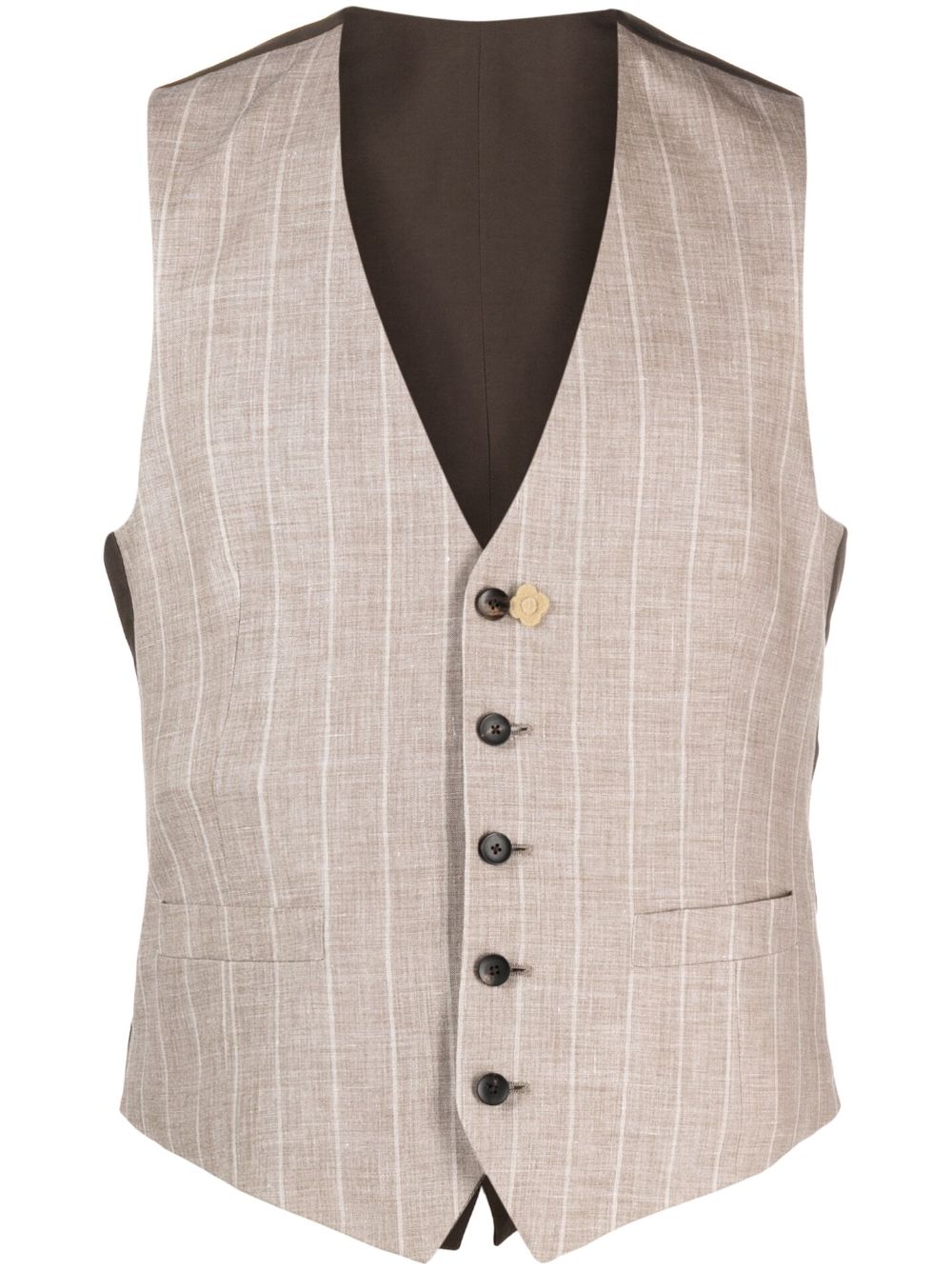 Lardini pinstripe-pattern single-breasted Vest Brown Men Waistcoats & Gilets Maison-Kitsune