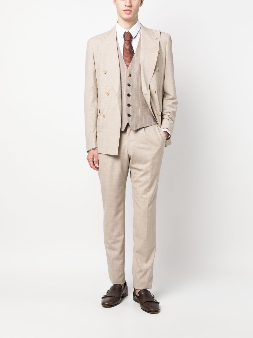 Lardini pinstripe-pattern single-breasted Vest Brown Men Waistcoats & Gilets Maison-Kitsune