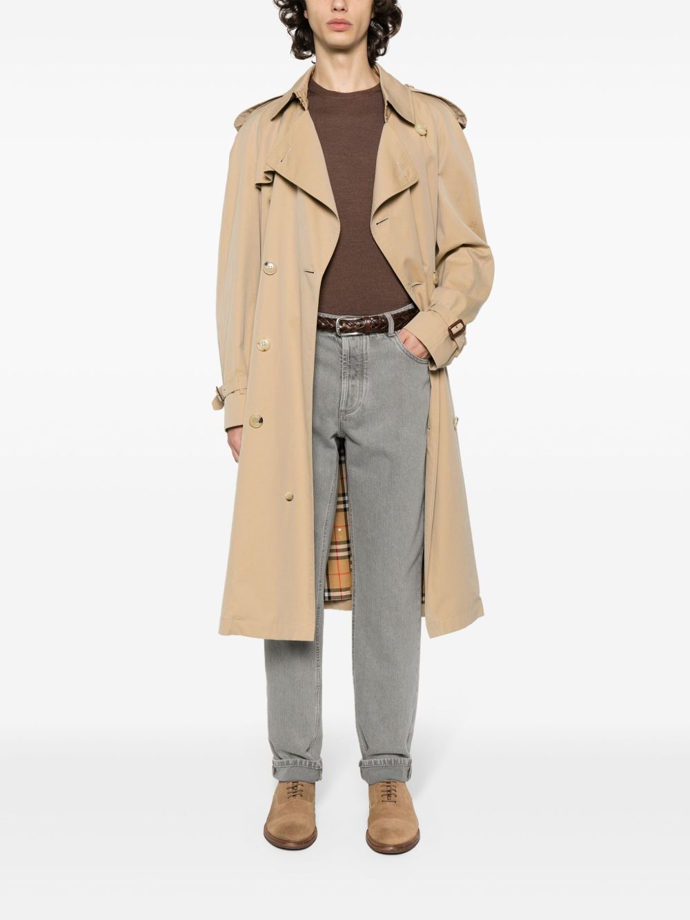 Maison-Kitsune Lardini Crew Neck wool-blend Jumper Brown Men Knitted Sweaters