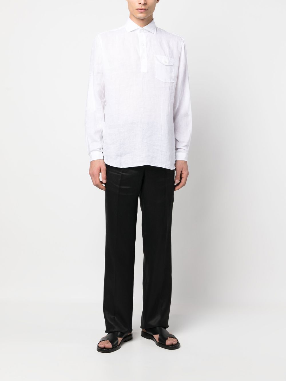 Maison-Kitsune Regular-Fit & Straight Leg Pants Men Lardini Straight Leg Linen Trousers Black