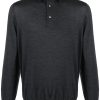 Maison-Kitsune Lardini fine-knit Wool Polo Shirt Grey Men Polo Shirts