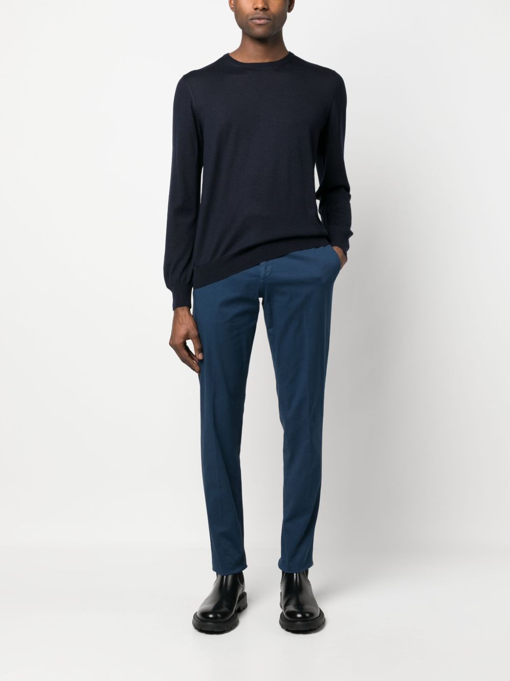 Maison-Kitsune Sweatshirts Men Lardini fine-knit Wool Sweatshirt Blue