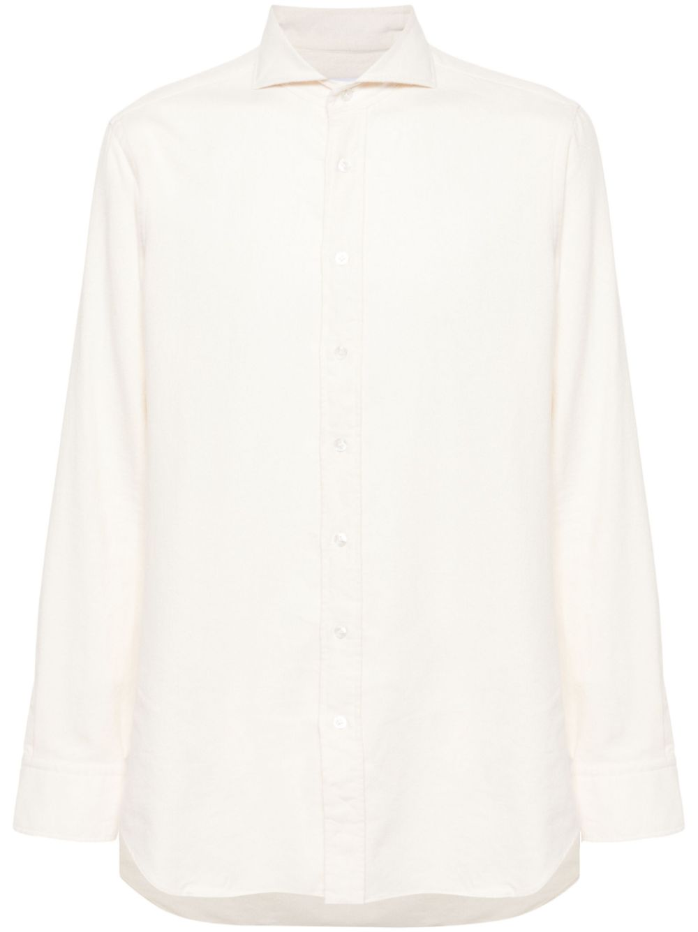 Men Shirts Maison-Kitsune Lardini cutaway-collar Flannel Shirt Neutrals