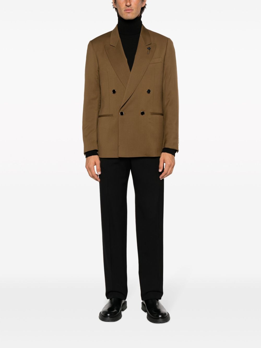 Lardini double-breasted Wool Blazer Brown Maison-Kitsune Men Blazers