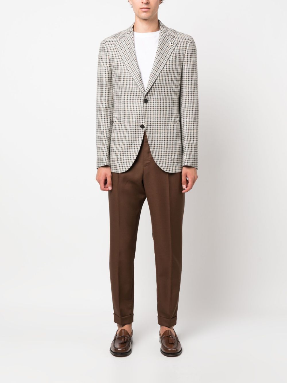 Men Blazers Maison-Kitsune Lardini Single Breasted wool-blend Blazer Neutrals