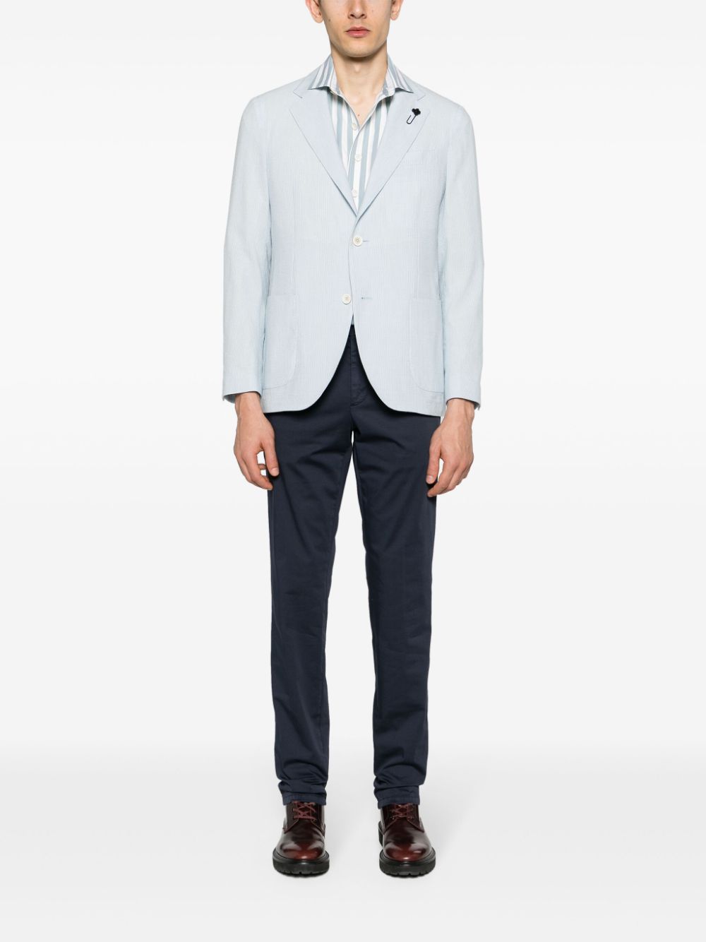 Men Tapered Pants Maison-Kitsune Lardini mid-rise Tapered Chinos Blue
