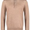 Men Polo Shirts Maison-Kitsune Lardini long-sleeved Wool Polo Shirt Neutrals