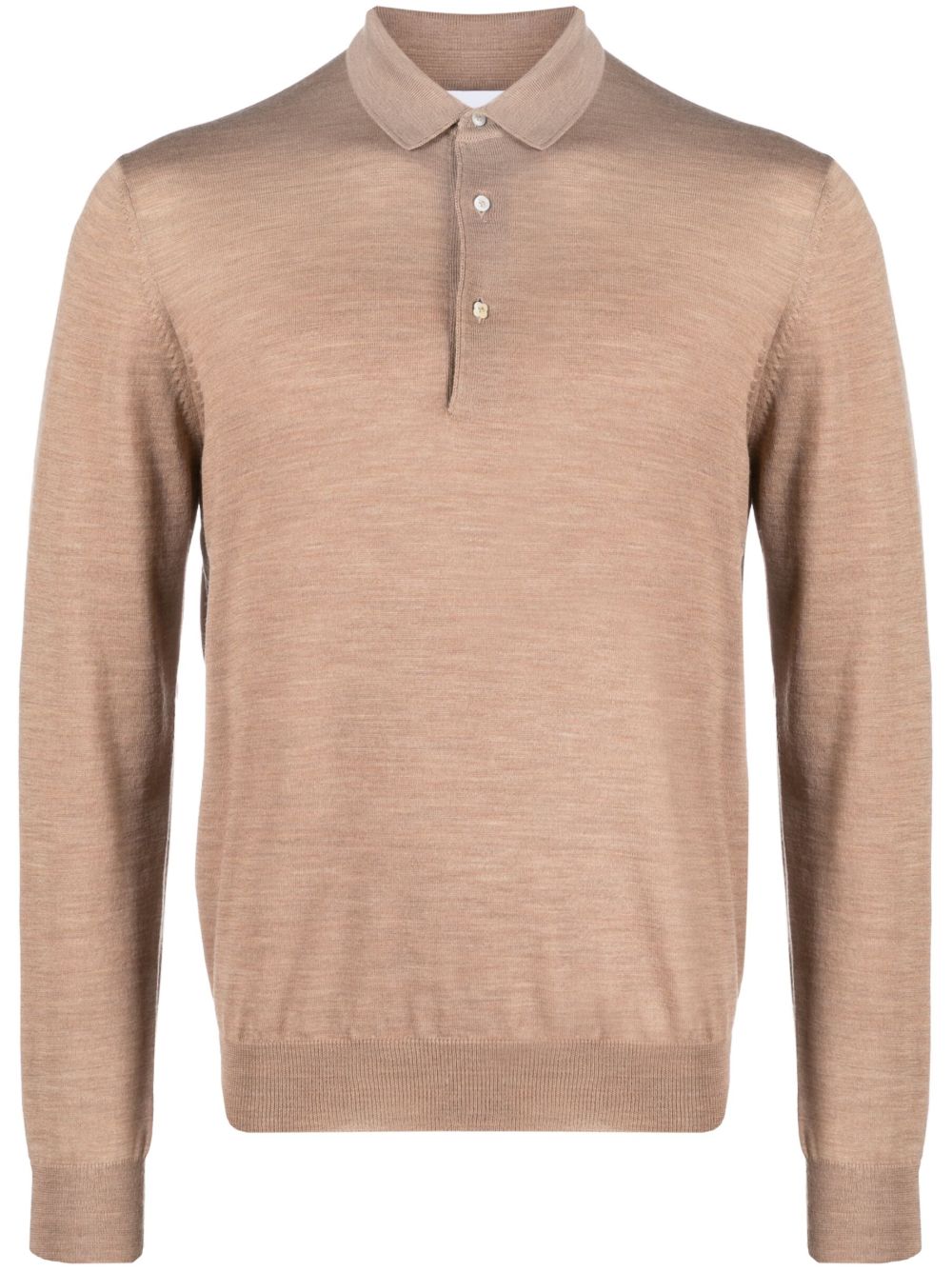 Men Polo Shirts Maison-Kitsune Lardini long-sleeved Wool Polo Shirt Neutrals