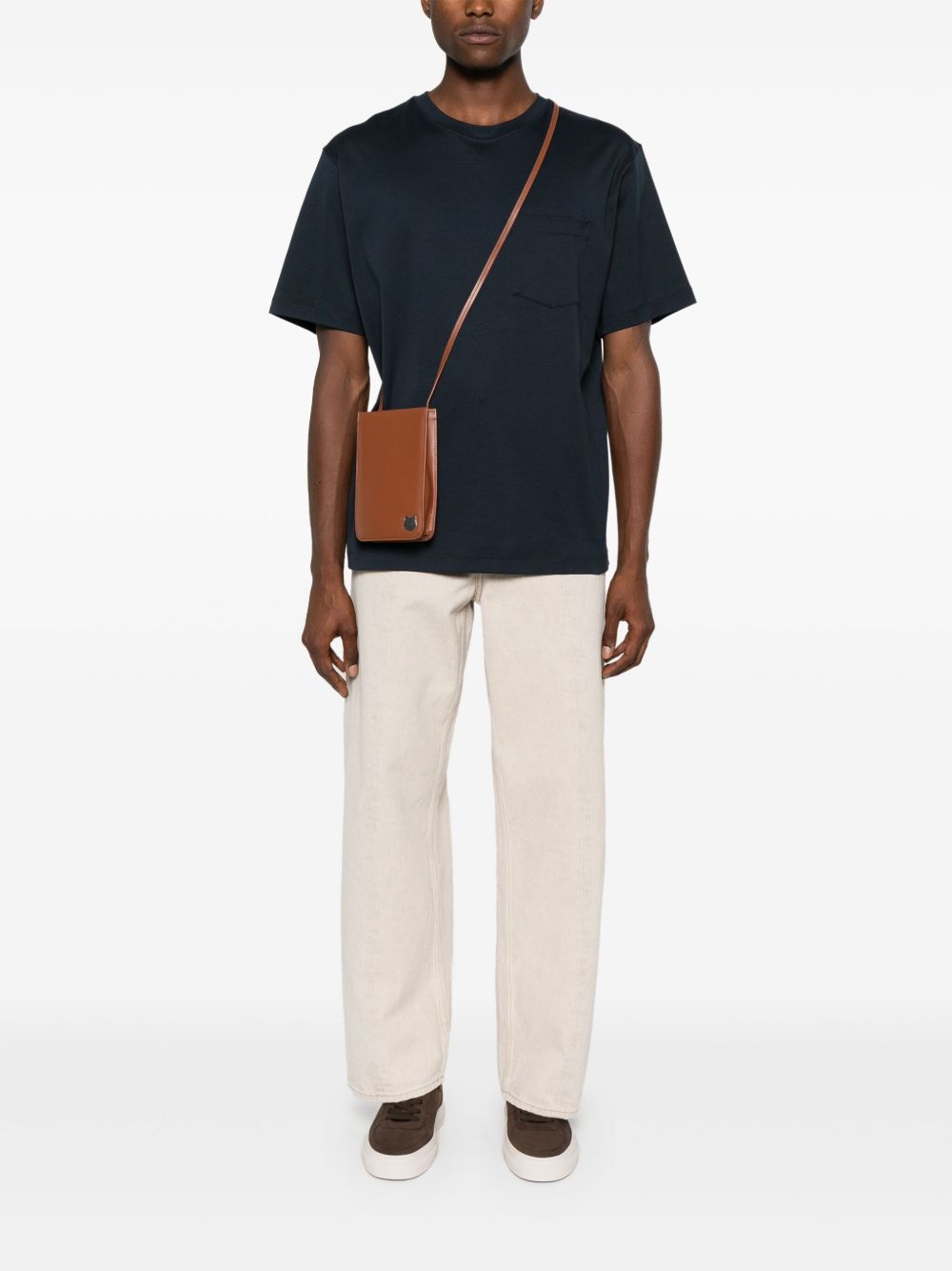 Men T-Shirts Maison-Kitsune Lardini patch-pocket Cotton T-shirt Blue
