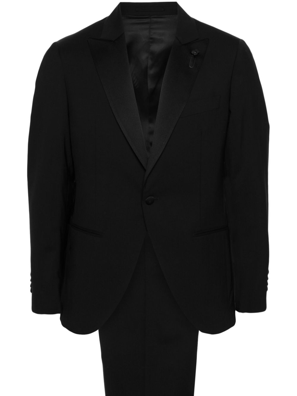 Maison-Kitsune Lardini brooch-detail single-breasted Suit Black Men Single Breasted Suits
